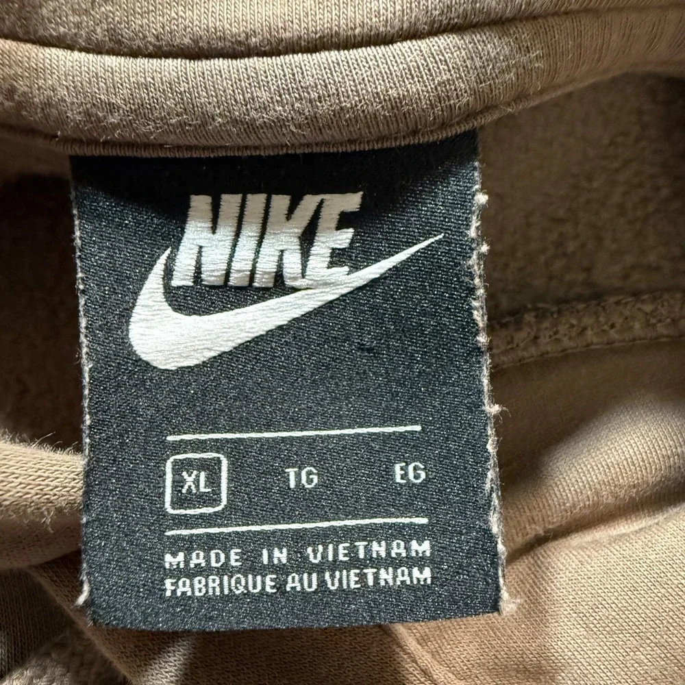 Nike Hoodie Mens XL Tan Pullover Cotton Swoosh Logo Sweater Sports‎ Sweatshirt